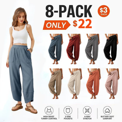 Women's Wide-Leg Harem Pants with Pockets