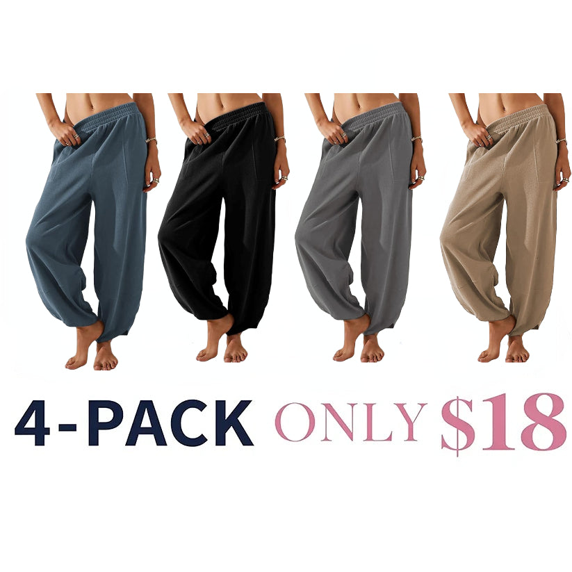 Women's Wide-Leg Harem Pants with Pockets
