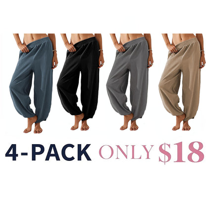 Women's Wide-Leg Harem Pants with Pockets