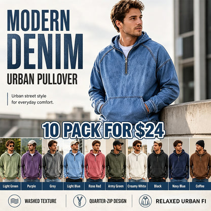 ✨Men's Casual Half-Zip Denim Jacket