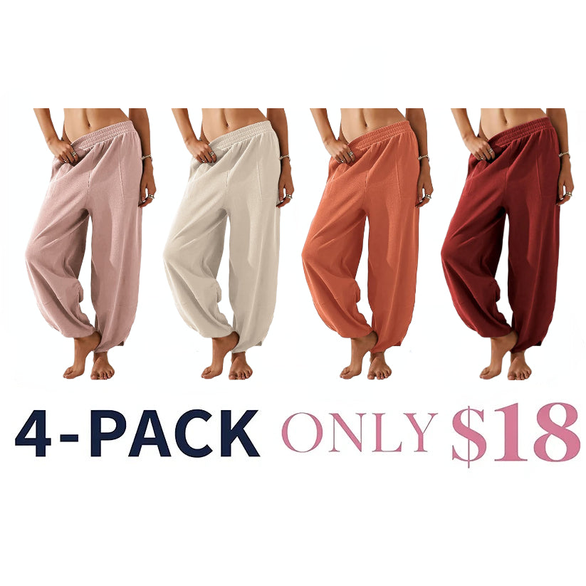 Women's Wide-Leg Harem Pants with Pockets