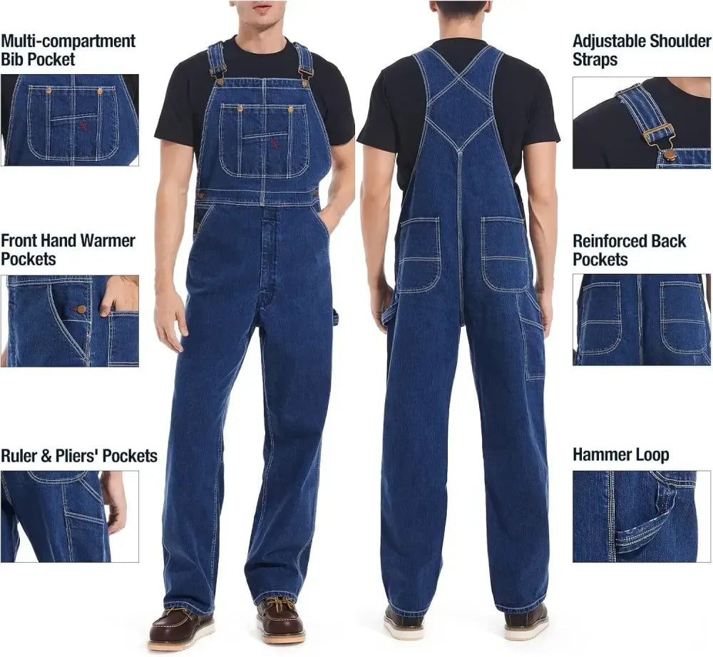 Men's Flex Denim Bib Overalls — Adjustable & Utility Ready