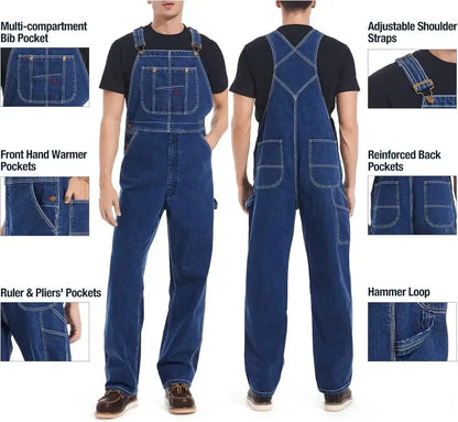 Men's Flex Denim Bib Overalls — Adjustable & Utility Ready