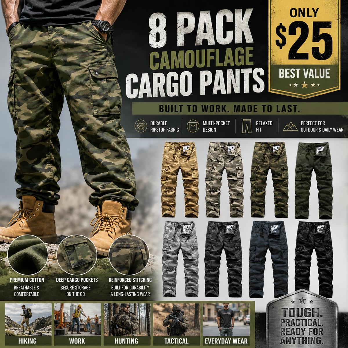【LAST DAY SALE】Men’s practical camouflage cargo pants