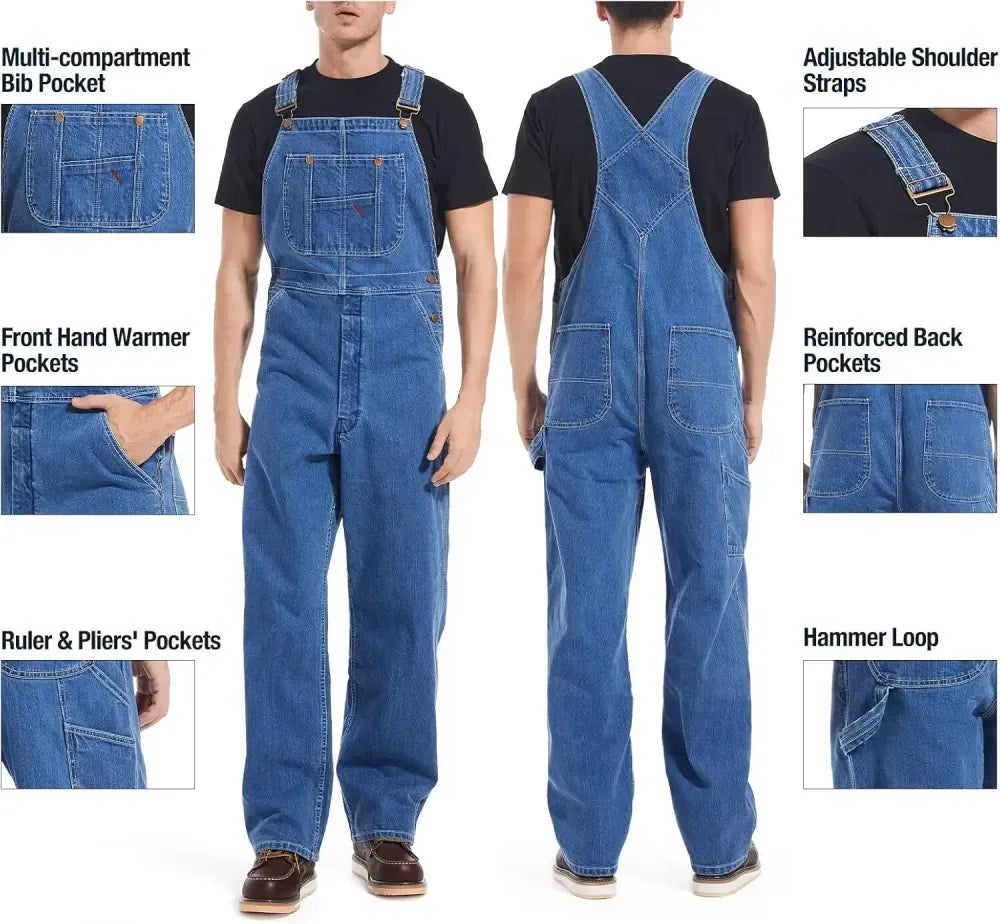 Men's Flex Denim Bib Overalls — Adjustable & Utility Ready