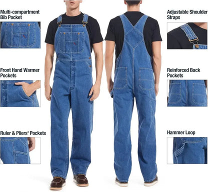 Men's Flex Denim Bib Overalls — Adjustable & Utility Ready