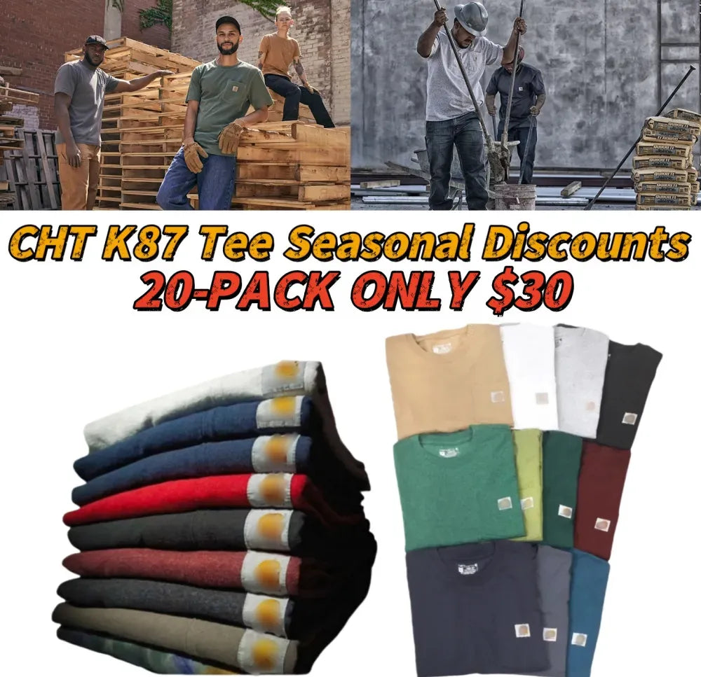 🔥Last Day Promotion! CHT Men's K87&K126 Workwear Loose Fit Heavyweight Short-Sleeve Pocket T-Shirt (Also Available in Big & Tall)