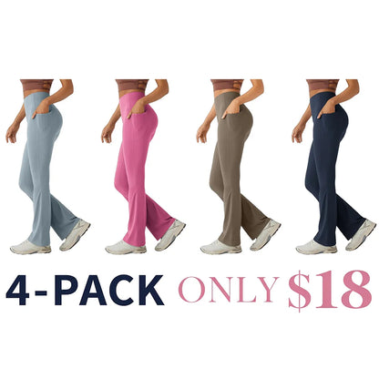 High Waisted Tummy Control Pocket Shaping Yoga Bootcut Leggings