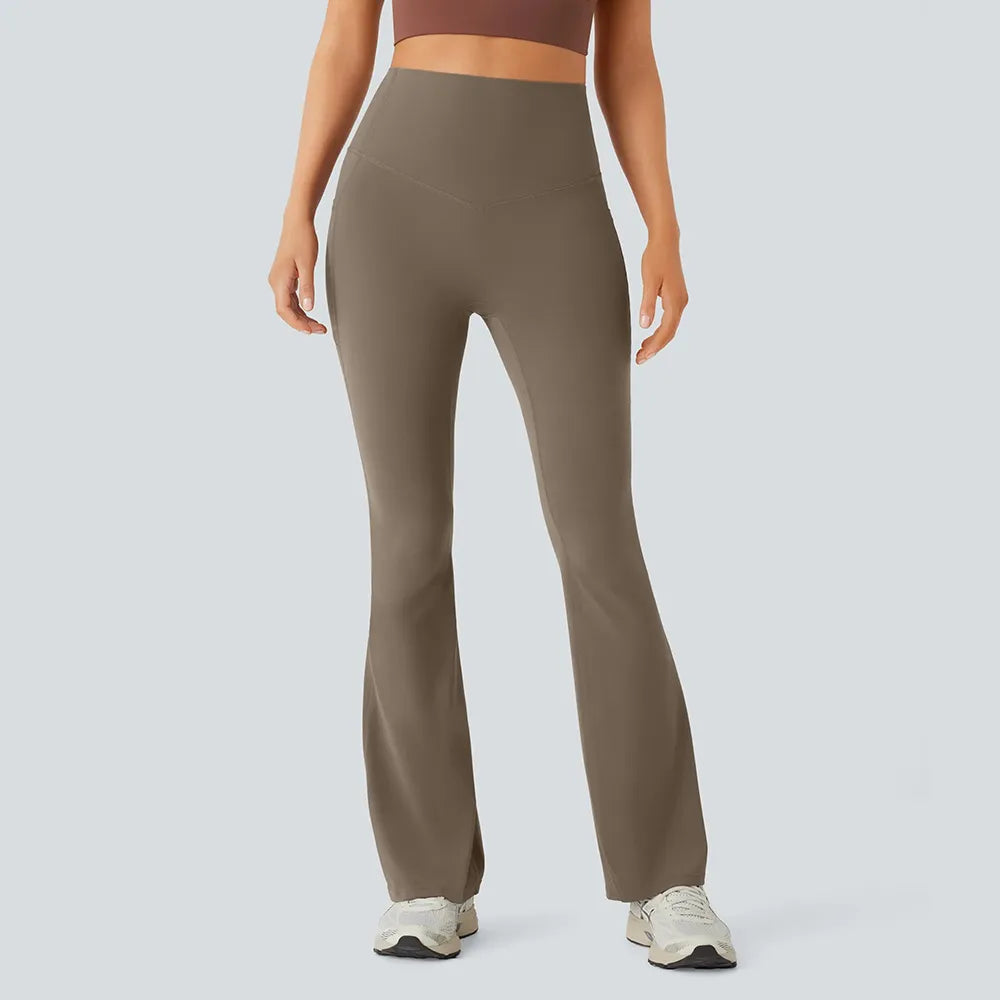 High Waisted Tummy Control Pocket Shaping Yoga Bootcut Leggings