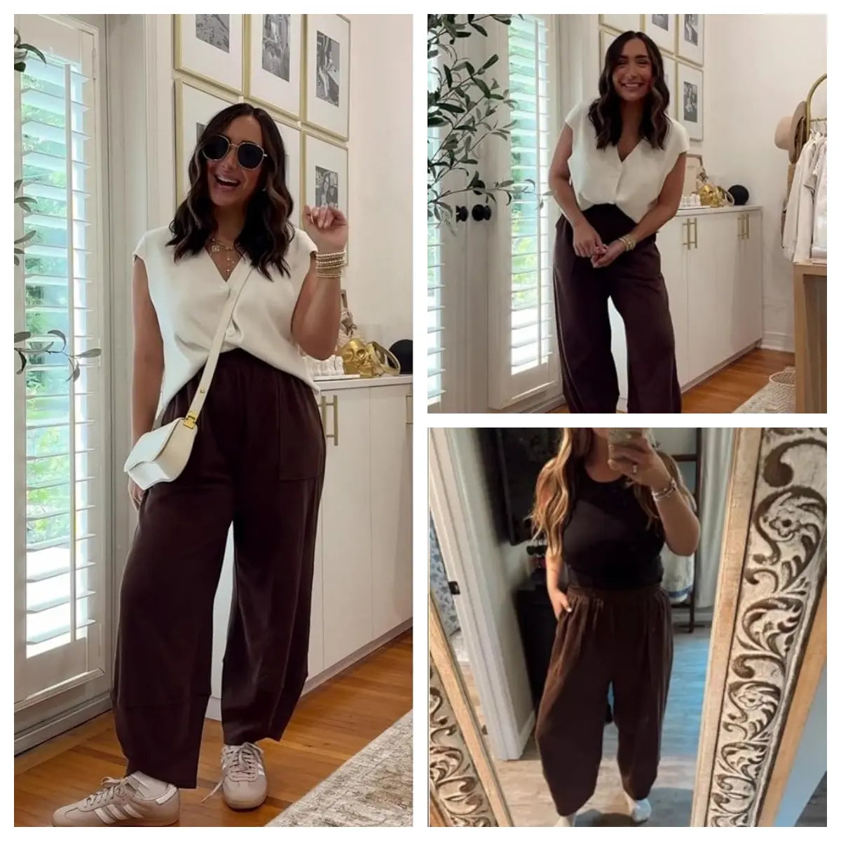 Women's Wide-Leg Harem Pants with Pockets