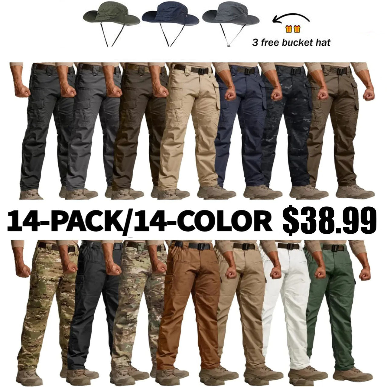 🔥[8-PACK/8-COLOR]Men's Tactical Work Pants 9 Pockets Ripstop