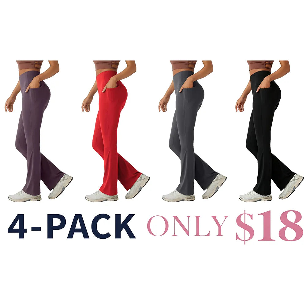 High Waisted Tummy Control Pocket Shaping Yoga Bootcut Leggings