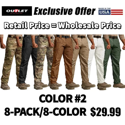 🔥[8-PACK/8-COLOR]Men's Tactical Work Pants 9 Pockets Ripstop