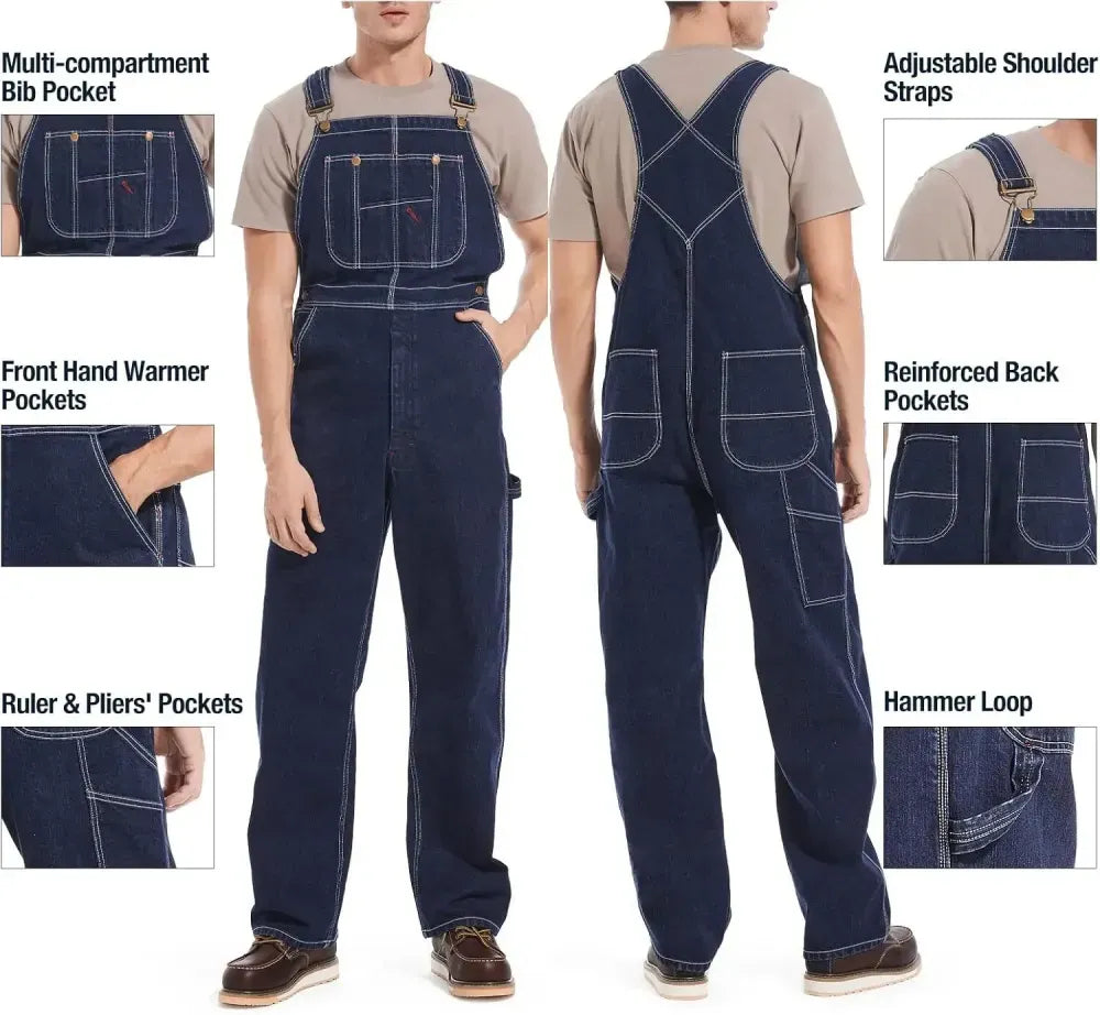Men's Flex Denim Bib Overalls — Adjustable & Utility Ready
