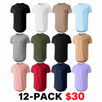 Mens  Cotton Hipster Hip Hop Longline Crewneck T-Shirt