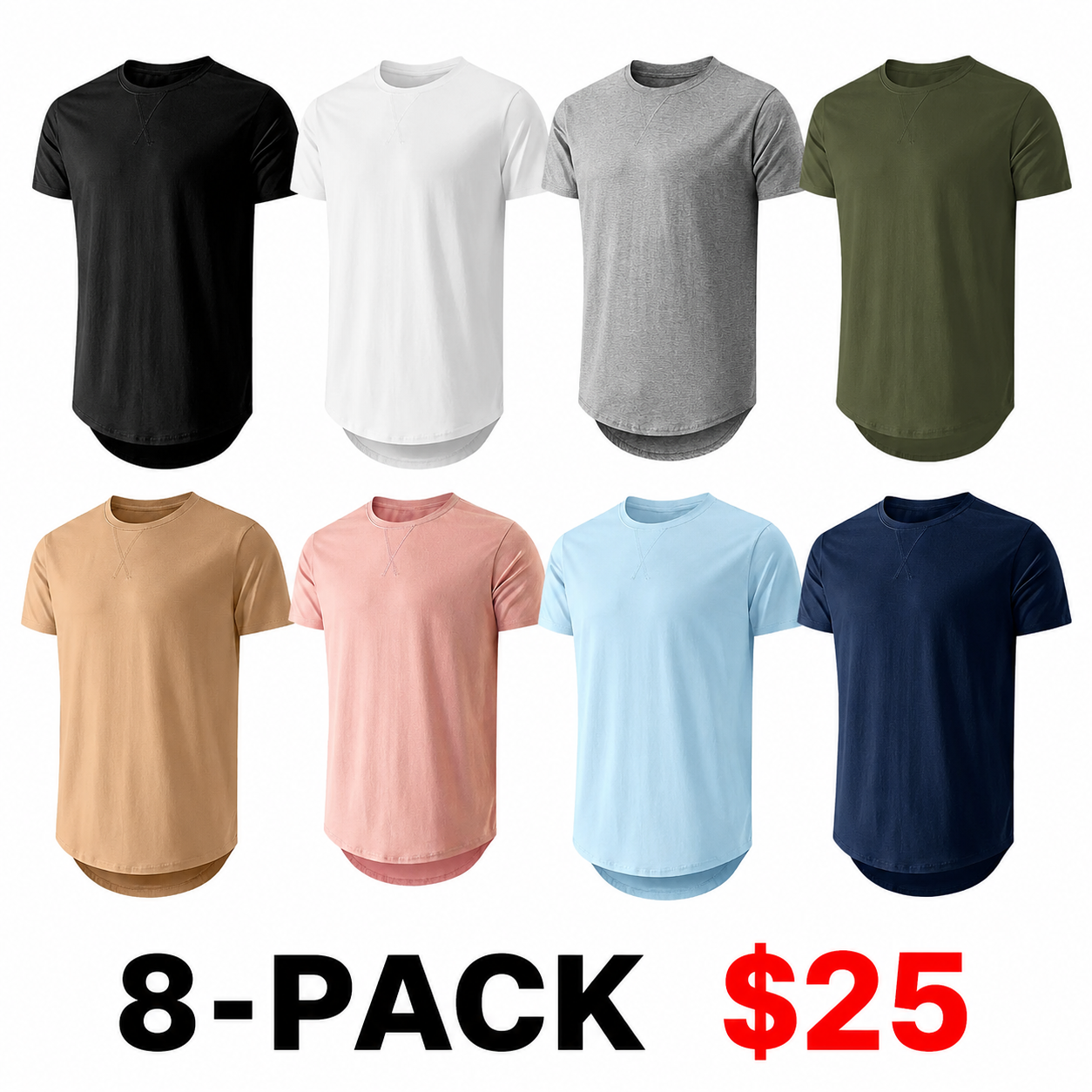 Mens  Cotton Hipster Hip Hop Longline Crewneck T-Shirt