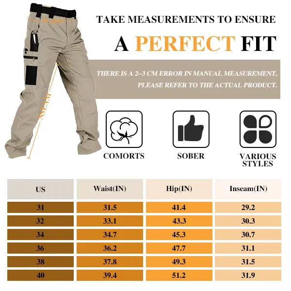 Men's Solid Color Waterproof Tactical Work Pants
