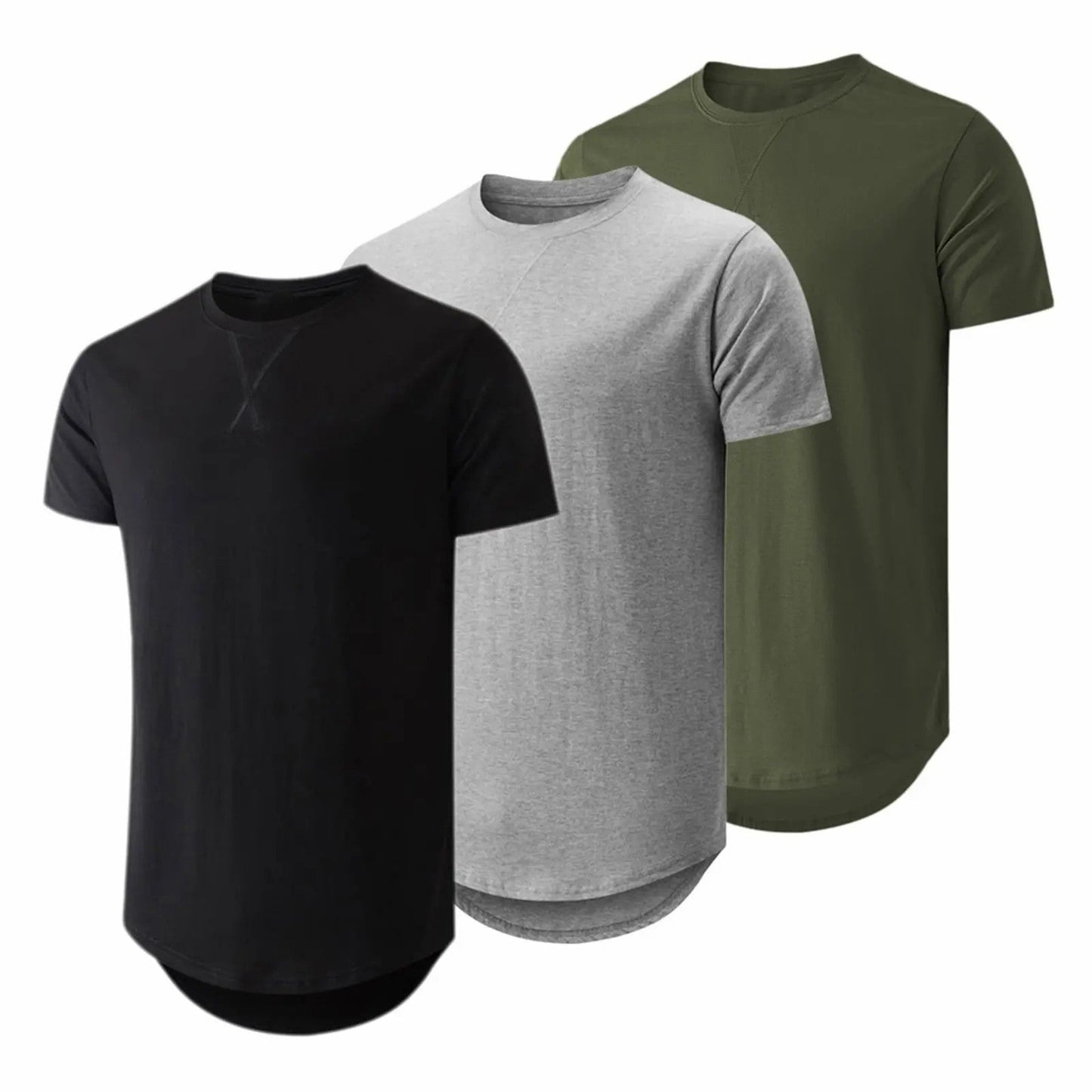 Mens  Cotton Hipster Hip Hop Longline Crewneck T-Shirt