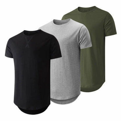 Mens  Cotton Hipster Hip Hop Longline Crewneck T-Shirt