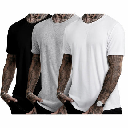 Mens  Cotton Hipster Hip Hop Longline Crewneck T-Shirt