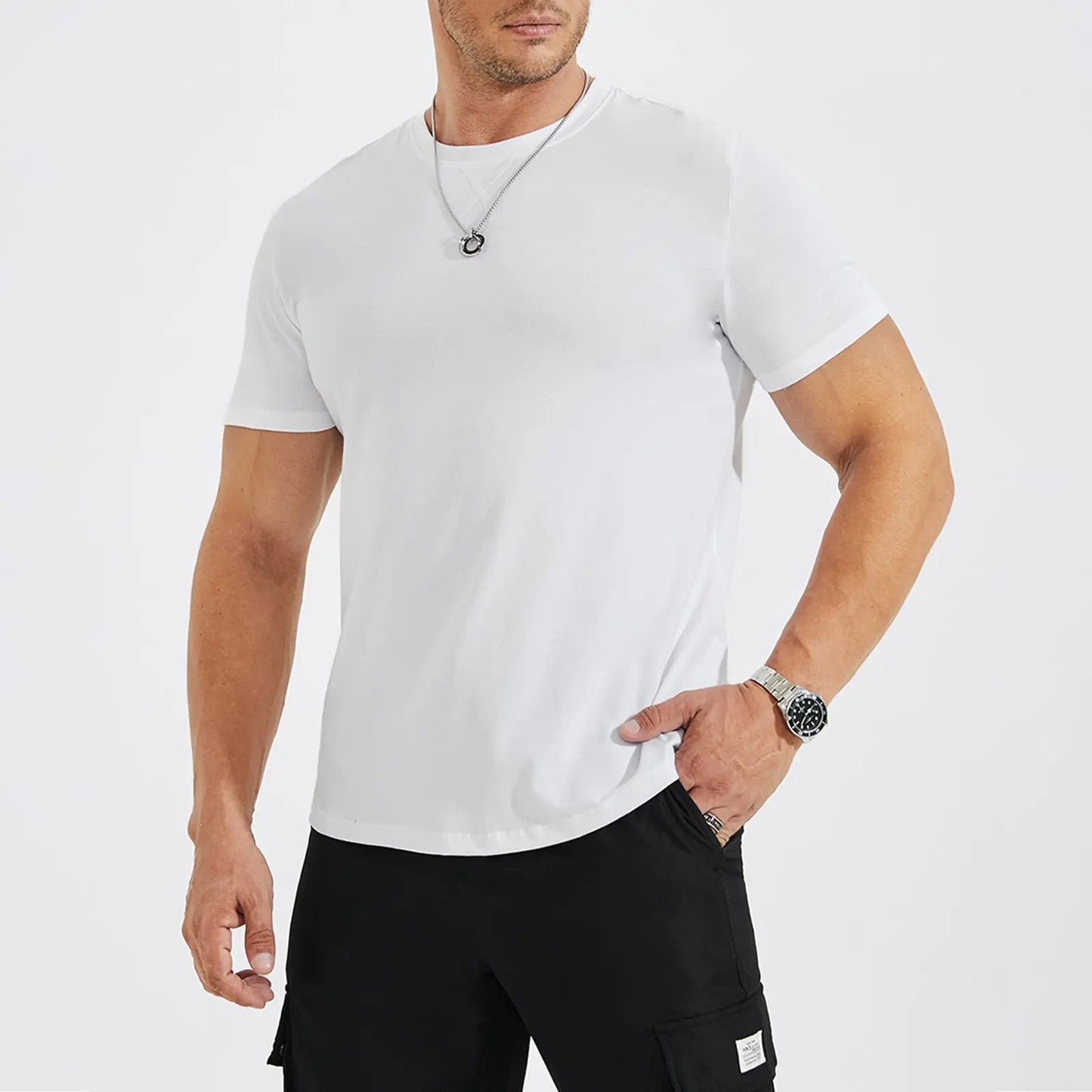 Mens  Cotton Hipster Hip Hop Longline Crewneck T-Shirt