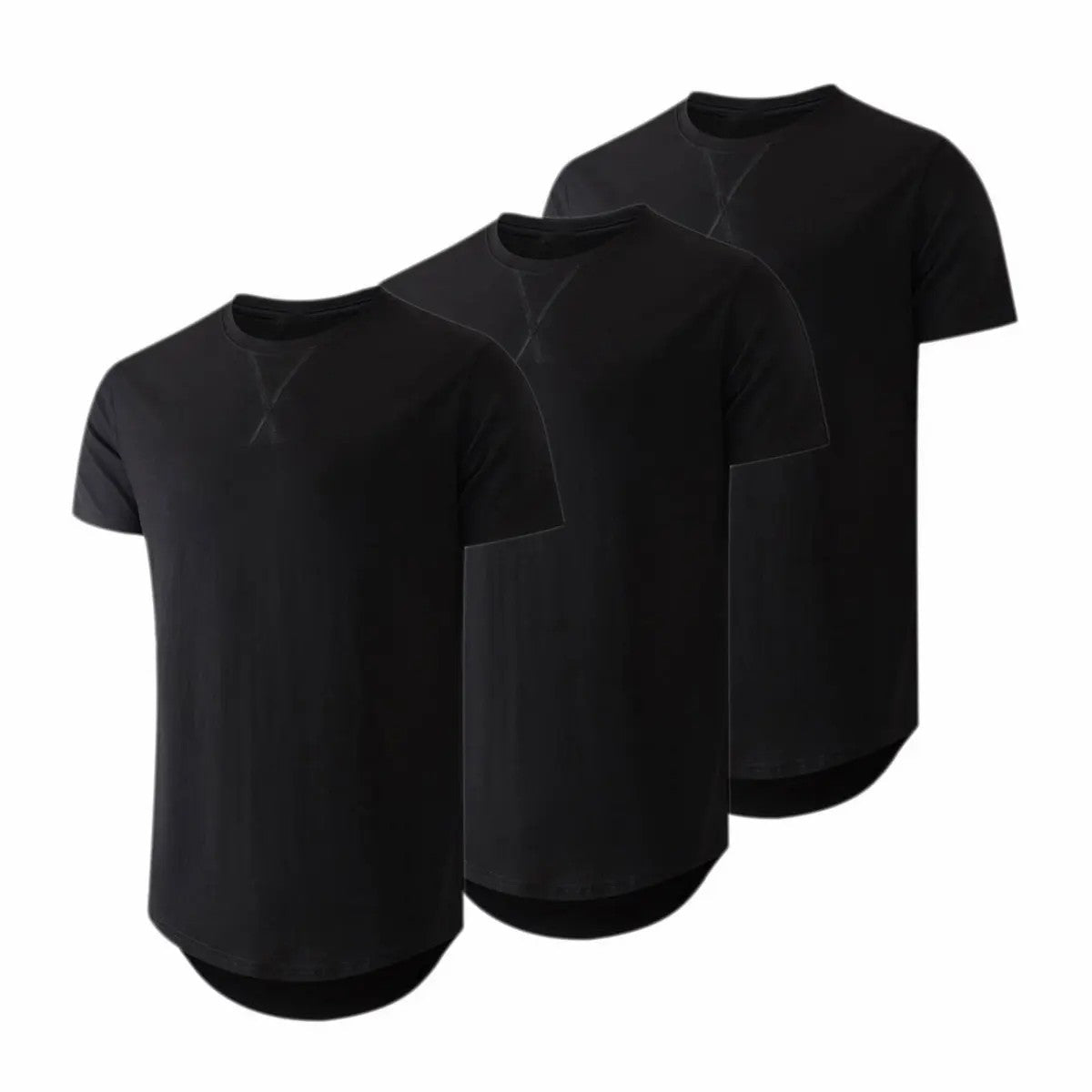 Mens  Cotton Hipster Hip Hop Longline Crewneck T-Shirt
