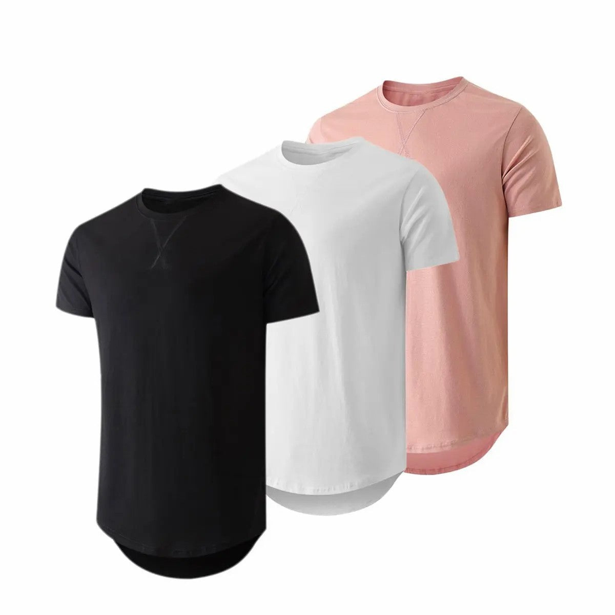 Mens  Cotton Hipster Hip Hop Longline Crewneck T-Shirt