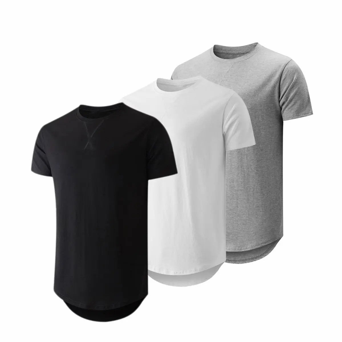 Mens  Cotton Hipster Hip Hop Longline Crewneck T-Shirt