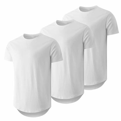 Mens  Cotton Hipster Hip Hop Longline Crewneck T-Shirt