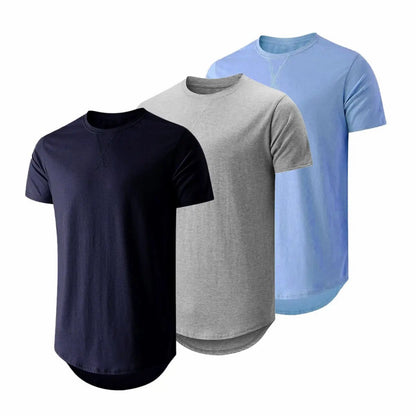 Mens  Cotton Hipster Hip Hop Longline Crewneck T-Shirt