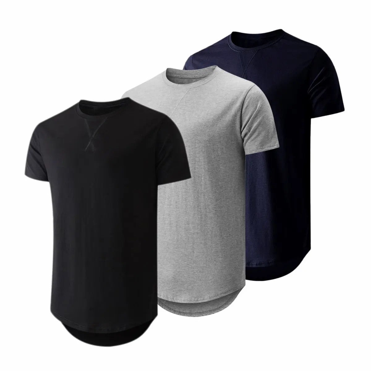 Mens  Cotton Hipster Hip Hop Longline Crewneck T-Shirt