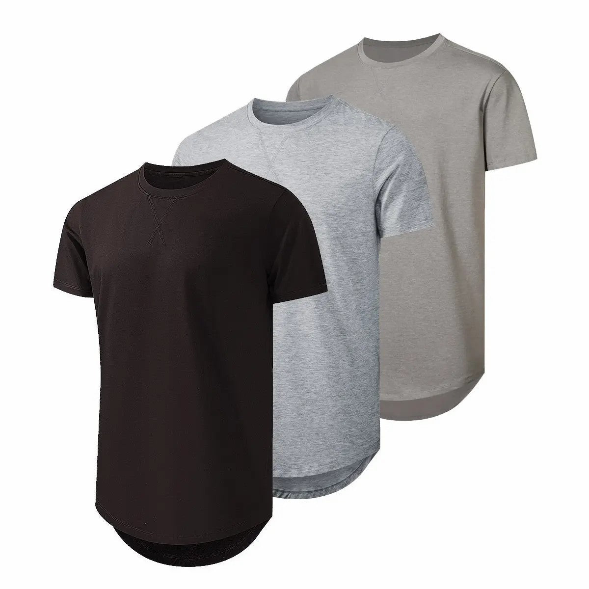 Mens  Cotton Hipster Hip Hop Longline Crewneck T-Shirt