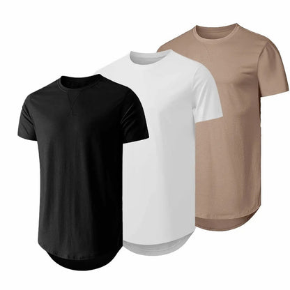 Mens  Cotton Hipster Hip Hop Longline Crewneck T-Shirt