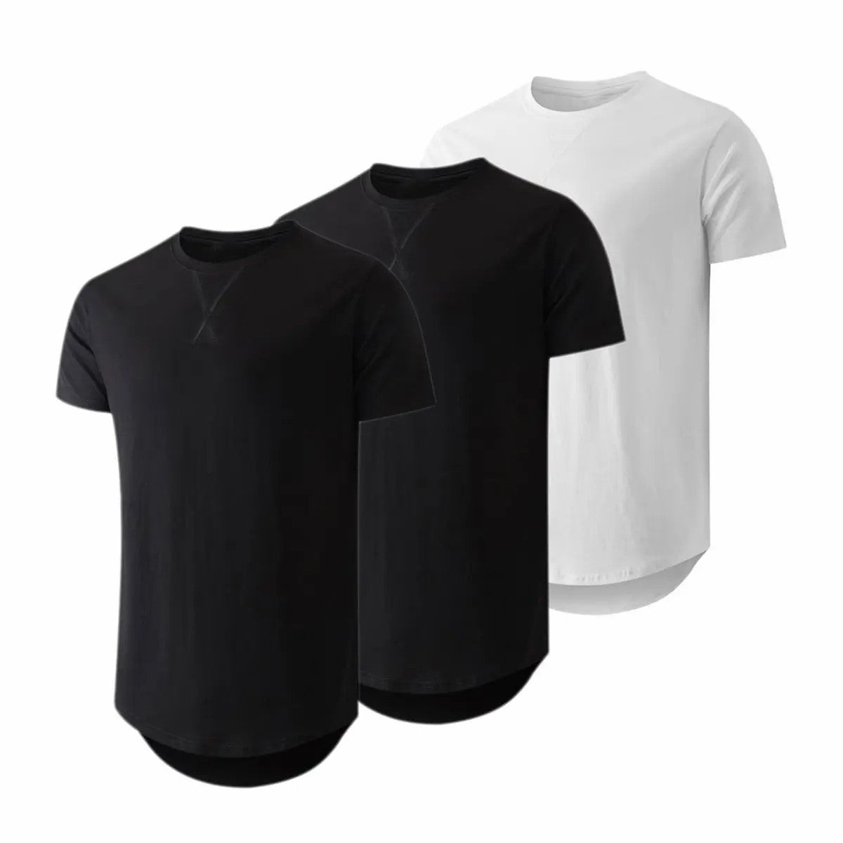 Mens  Cotton Hipster Hip Hop Longline Crewneck T-Shirt