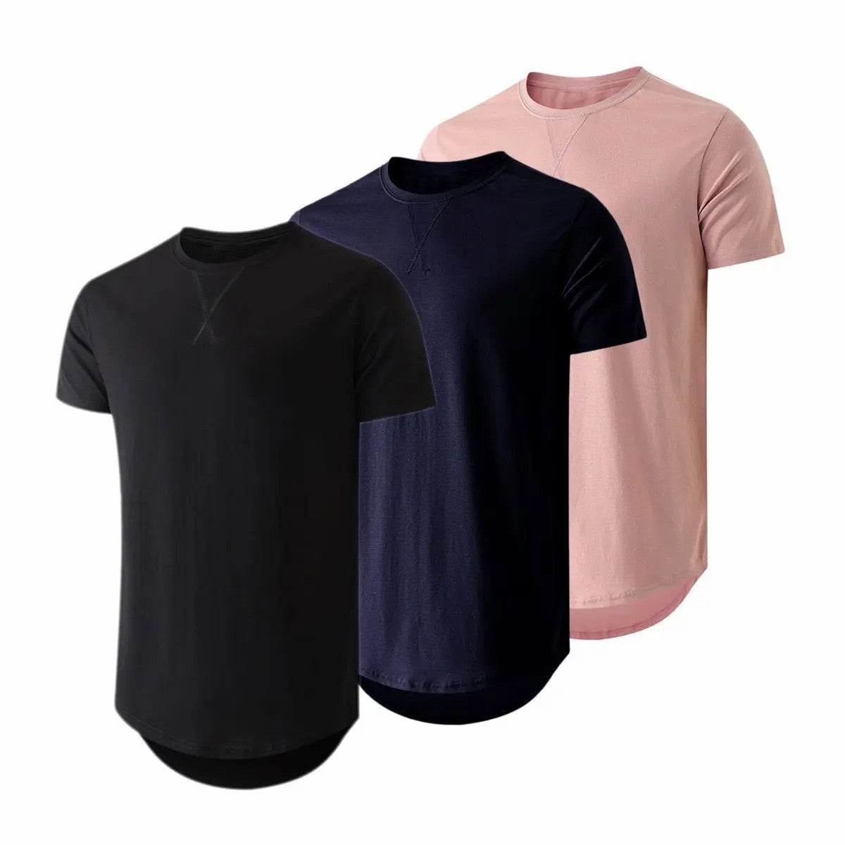 Mens  Cotton Hipster Hip Hop Longline Crewneck T-Shirt