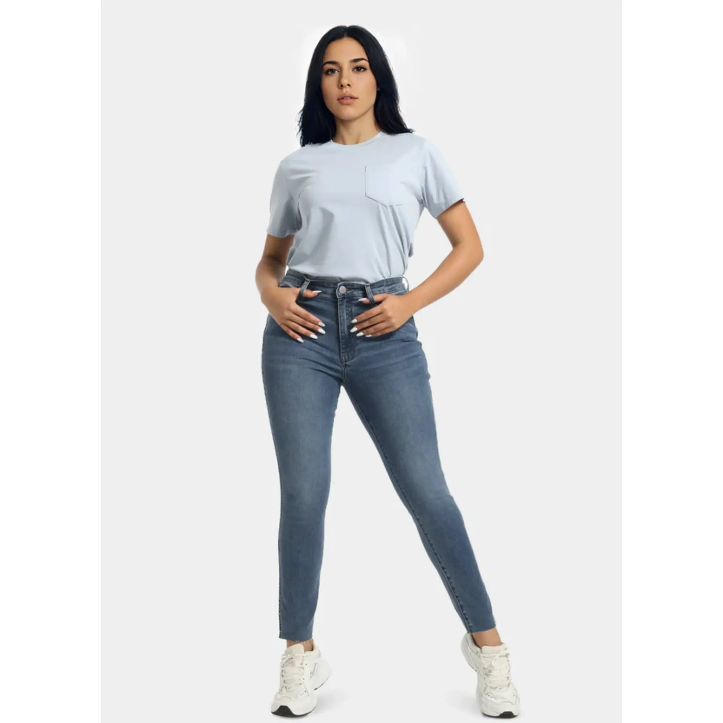 Women’s Mid Rise Flare Jeans with Tummy Control & No-Gap Waist