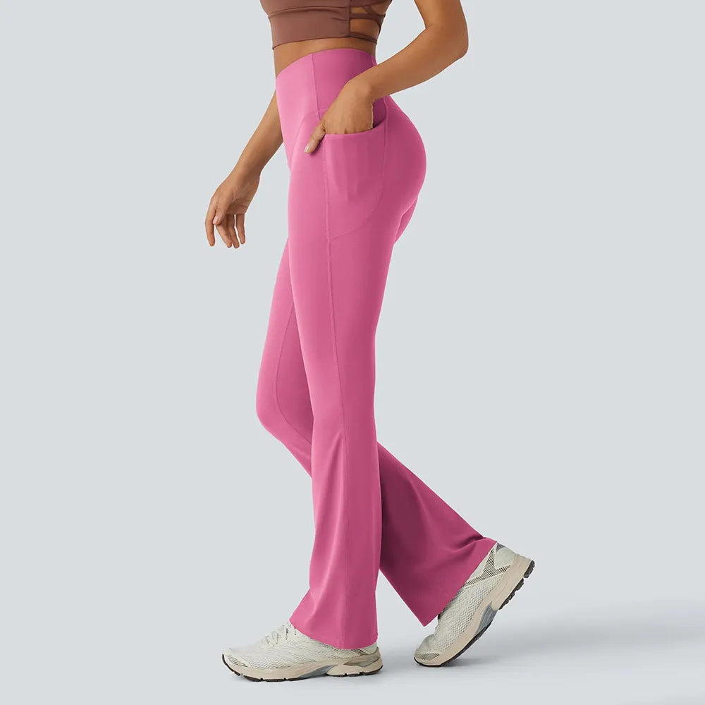 High Waisted Tummy Control Pocket Shaping Yoga Bootcut Leggings