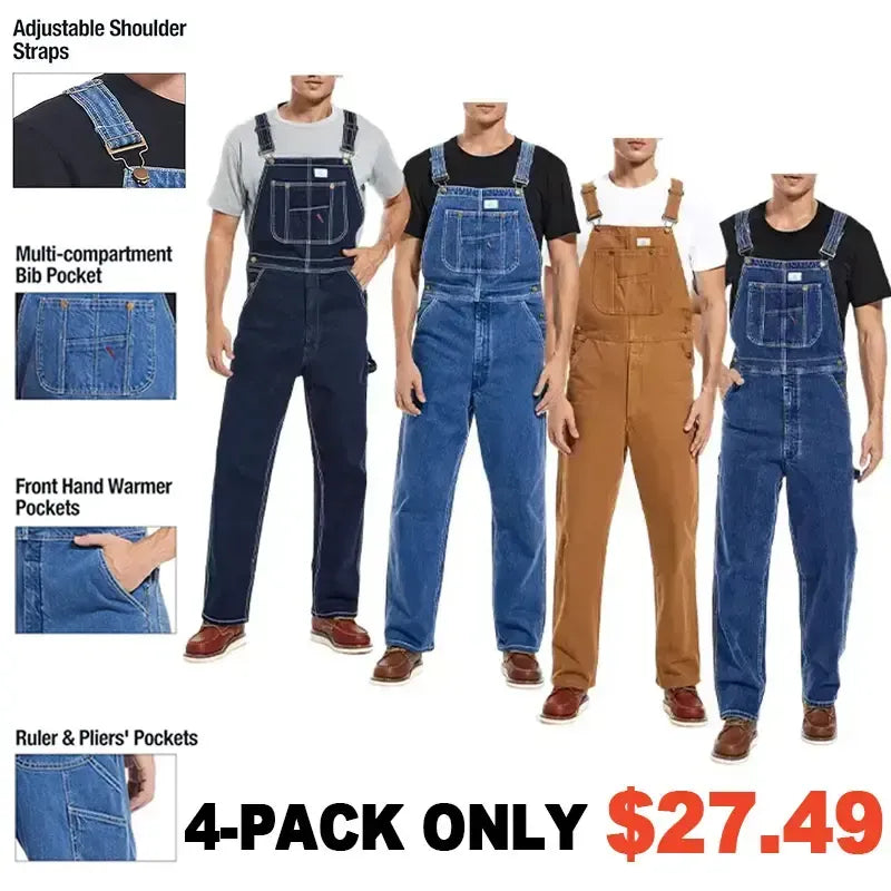 Men's Flex Denim Bib Overalls — Adjustable & Utility Ready