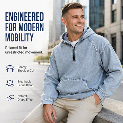 ✨Men's Casual Half-Zip Denim Jacket