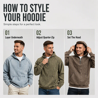 ✨Men's Casual Half-Zip Denim Jacket