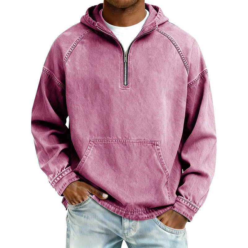 ✨Men's Casual Half-Zip Denim Jacket