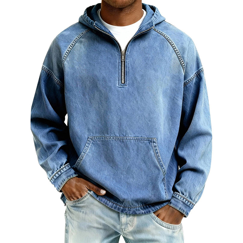 ✨Men's Casual Half-Zip Denim Jacket