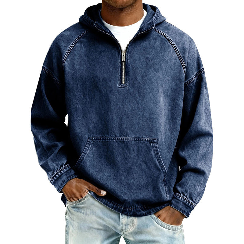 ✨Men's Casual Half-Zip Denim Jacket