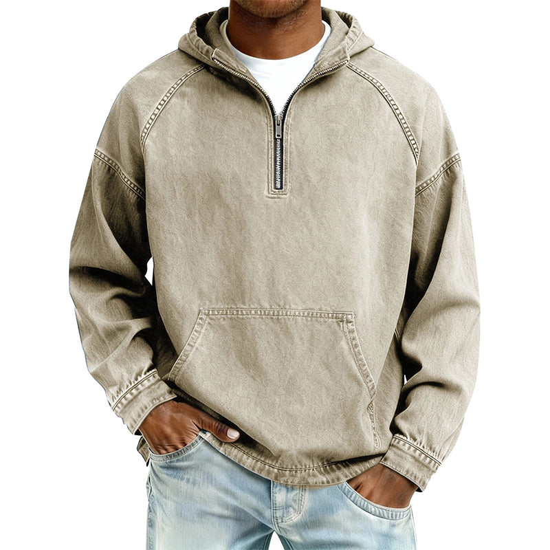 ✨Men's Casual Half-Zip Denim Jacket