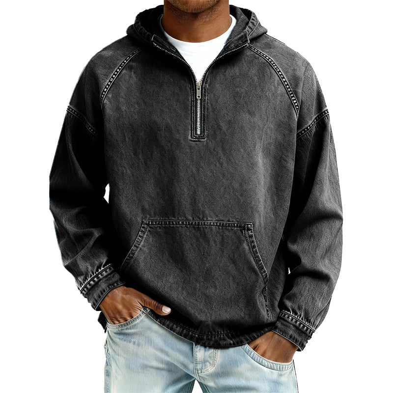 ✨Men's Casual Half-Zip Denim Jacket