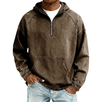 ✨Men's Casual Half-Zip Denim Jacket
