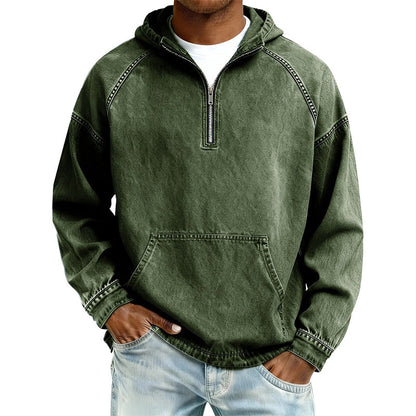 ✨Men's Casual Half-Zip Denim Jacket